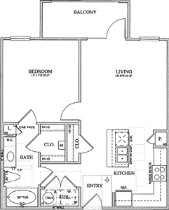 A1(a) One Bedroom / One Bath - 713 Sq. Ft.*
